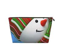 Smile Gaze Snowman Womens Makeup Bag Leather Travel Toiletry Organizer Wash Bag Cosmetic Pouch with Zipper Girls Handbag Gold