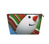 Smile Gaze Snowman Womens Makeup Bag Leather Travel Toiletry Organizer Wash Bag Cosmetic Pouch with Zipper Girls Handbag Silver