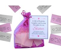 SMILE GIFTS UK Handmade Sister Gift - Month of Quotes Gift for her | 31 inspirational quotes for each day of the month. Letterbox friendly. Pink Bag. Birthday, Christmas or just because