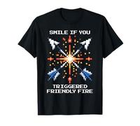 Smile If You Caused Team Damage | Pixel Art Meme T-Shirt