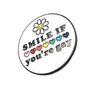 Smile If You're Gay Love Is Love Gay Pride Hearts Flower LGBT Metal Enamel Pin Badge