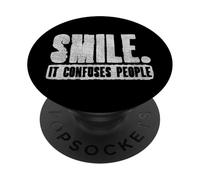 Smile It Confuses People Funny Introverted Humor PopSockets Adhesive PopGrip