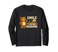 Smile It’s The Weekend Camping Nature Hiking Boys Girls Kids Long Sleeve T-Shirt
