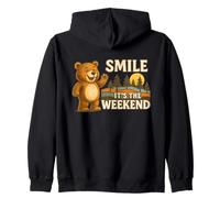 Smile It’s The Weekend Camping Nature Hiking Boys Girls Kids Zip Hoodie