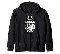 Smile Jesus Loves You Funny Faith Christian Zip Hoodie