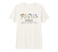 Smile Jesus Loves You Women Christian Bible Verse Scripture Premium T-Shirt