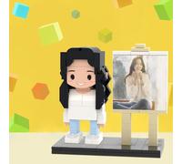 Smile lab Custom Brick Figures Cute Version Personalised Full Body 1 Person Small Particle Photo Building Blocks Set with Frame Unique Christmas Valentine's Day Gifts for Women Men