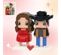 Smile lab Custom Brick Figures Personalised Full Body 2 People Heart Small Particle Photo Building Blocks Set Gifts for Anniversary Valentine's Day Wedding Couples Women Men