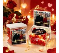 Smile lab Personalised Acrylic Music Box with Light - Custom Mini Photo & Song Vinyl Record Player, Romantic Valentine’s Day Gift for Couples, Anniversary & Birthday Gift for Her or Him