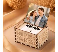 Smile lab Personalised Digital Music Box - Custom Wooden Photo Music Box with Text - Customised Any Song, Tune, or Voice Recording - Perfect Anniversary Valentine's Day Gift for Couples & Loved Ones