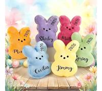 Smile lab Personalised Easter Bunny Decoration with Name & Year, Custom Peeps Plush Soft Decoration, Soft Bunny Rabbit Plush, Basket Filler Gift, Easter Decorative Gift, 3 Sizes
