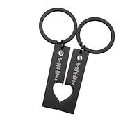 Smile lab Personalised Music Spotify Code Keychain Custom Engraved Song Stainless Steel Heart Couples Keychain Gifts Black