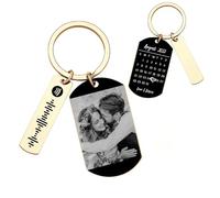 Smile lab Personalised Music Spotify Keychain with Calendar & Picture Valentine's Day Custom Photo Keyring Gifts for Couples