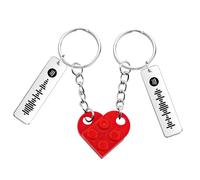 Smile lab Personalised Spotify Heart Keychain Set for Couples Custom Brick Heart Matching Keychain for Boyfriend Girlfriend