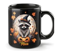 Smile Lab Personalized Halloween Raccoon Mug - Custom Ceramic Coffee Cup for Wild Animal Lovers, Women - Unique Decor Gift