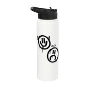 Smile Now Cry Later Angel Devil Happy Sad Faces Stainless Steel Insulated Water Bottle