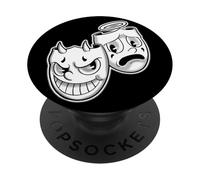 Smile Now Cry Later Angel Devil Happy Sad Vintage Cartoon PopSockets Adhesive PopGrip
