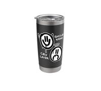 Smile Now Cry Later Angel Devil Sad Happy Faces Graffiti Stainless Steel Insulated Tumbler