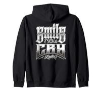 SMILE NOW CRY LATER Chicano Art Clown Masks Laugh Now Cholo Zip Hoodie
