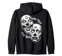 Smile Now Cry Later Chicano Clown Face Theater Masks Laugh Zip Hoodie
