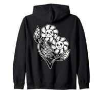 Smile Now Cry Later Happy Sad Flowers Blackwork Zip Hoodie