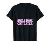 Smile Now, CRY Later (Pink Text) Value Graphic T-Shirt, Men, Black, M