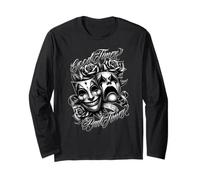 SMILE NOW CRY LATER Tattoo Chicano Art Clown Masks Low Rider Long Sleeve T-Shirt