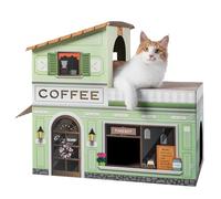 SMILE PAWS Cat Beds for Indoor Cats, Cardboard Cat House with Scratchers, Coffee Shop, Large Sturdy Cat Furniture Condo Cave Tent, Easy to Assemble Pet Toys Accessories Stuffs, Bunny Small Animals