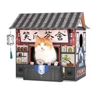 SMILE PAWS Cat Beds for Indoor Cats, Cardboard House with Scratchers, Tea House, Large Sturdy Cat Furniture Condo Cave Tent, Easy to Assemble Pet Toys Accessories Stuffs, Bunny Small Animals