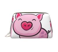 Smile Pink Pig Leather Makeup Bag Cosmetic Pouch Travel Organizer Toiletry Clutch