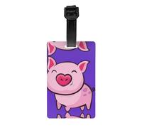 Smile Pink Pig Luggage Tag Baggage Tag Suitcase Tags with Name Id Durable Lightweight Travel Essential