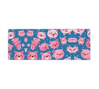 Smile Pink Pig Pattern Extra Large Mouse Pad 12x31.5in for Office, Gaming, and Learning - Durable, Comfortable, and Environmentally Friendly