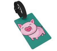Smile Pink Pig Print Luggage Tags Quick Install Airplane Travel Essentials for Suitcases Durable PVC Bag Tag