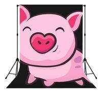 Smile Pink Pig Print Photography Backdrop 5x7ft Photo Backdrop Curtain Washable Photography Background For Studio
