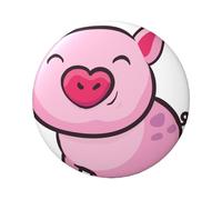 Smile Pink Pig Round Badge - Durable Tin Plate Design With Full Front Print, Perfect For Custom Gifts And Apparel Decoration