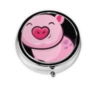 Smile Pink Pig This Small, Printed, Round Pill Box is a Portable Pill and Vitamin Organizer Perfect for Pockets, Purses, and Travel.