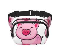 Smile Pink Pig Unisex Adjustable Waist Square Double Layer Waist Pack for Outdoor Activities Travelling Running Hiking