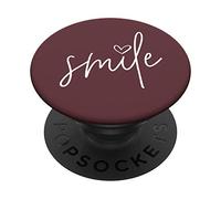 Smile Positive Inspirational Quote - Deep Burgundy PopSockets PopGrip: Swappable Grip for Phones & Tablets