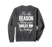 Smile Positive Mental Health Message, Spread Positivity Sweatshirt, Adult Unisex, Dark Heather Grey, Large