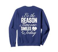 Smile Positive Mental Health Message, Spread Positivity Sweatshirt, Adult Unisex, Navy Blue, Medium