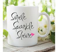 Smile Sparkle Shine Mug Uplifting Quote Positive Office Work Cup Gift WSDMUG425
