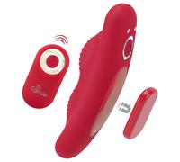 Smile - wearable, rechargeable, remote-control knicker vibrator (red)