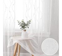 SMILE WEAVER White Sheer Curtains for Living Room 63 inch Length,Privacy & Light Filtering Semi Sheer Curtain,Lightweight Voile Transparent Window Drapes for Bedroom/Kitchen,Set of 2 Panels