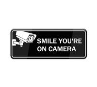 Smile You'Re On Camera Sign For House (With Strong Adhesive Tape), 10X3" Premium Durable For Home & Office,Acrylic Signs For Front Door/Wall/Window, Clear And Easy To Read