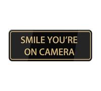 Smile You'Re On Camera Sign For House (With Strong Adhesive Tape), 3" X 10" Premium Durable For Home & Office,Acrylic Signs For Front Door/Wall/Window, Clear And Easy To Read