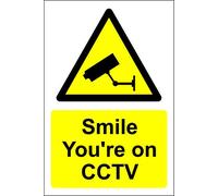 Smile youre on CCTV safety sign - 1.2mm Rigid plastic 400mm x 300mm