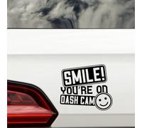 Smile You're On Dashcam Fun Waterproof Decal - Car/Van/Motorbike/Motorhome Stickers - Window Stickers - Caravan Decals - New Driver Warning (Black)