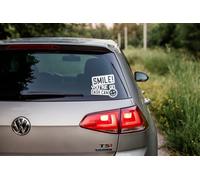 Smile You're On Dashcam Fun Waterproof Decal - Car/Van/Motorbike/Motorhome Stickers - Window Stickers - Caravan Decals - New Driver Warning (White)