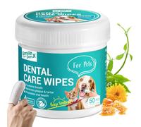 SmileDenX Dog Dental Care Wipes - Cat & Dog Teeth Cleaning Finger Wipes - Dog Tooth Brushing Kit Dental Wipes - Reduces Plaque & Freshens Breath, Beef Flavor (50 Pcs)