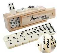 Smilejoy Double Six Dominoes Set for Adults, 28 Tiles with Wooden Box